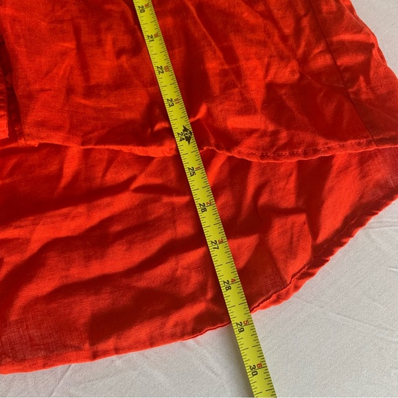 Maeve Anthropologie Audie Blouse Womens Small 100% Linen Orange Long Sleeve Boho - Picture 12 of 13